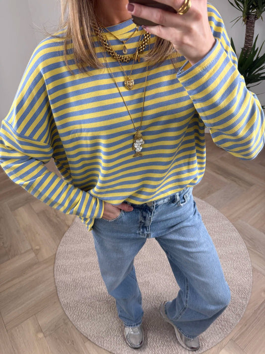Roos longsleeve blue/yellow striped - Project 35