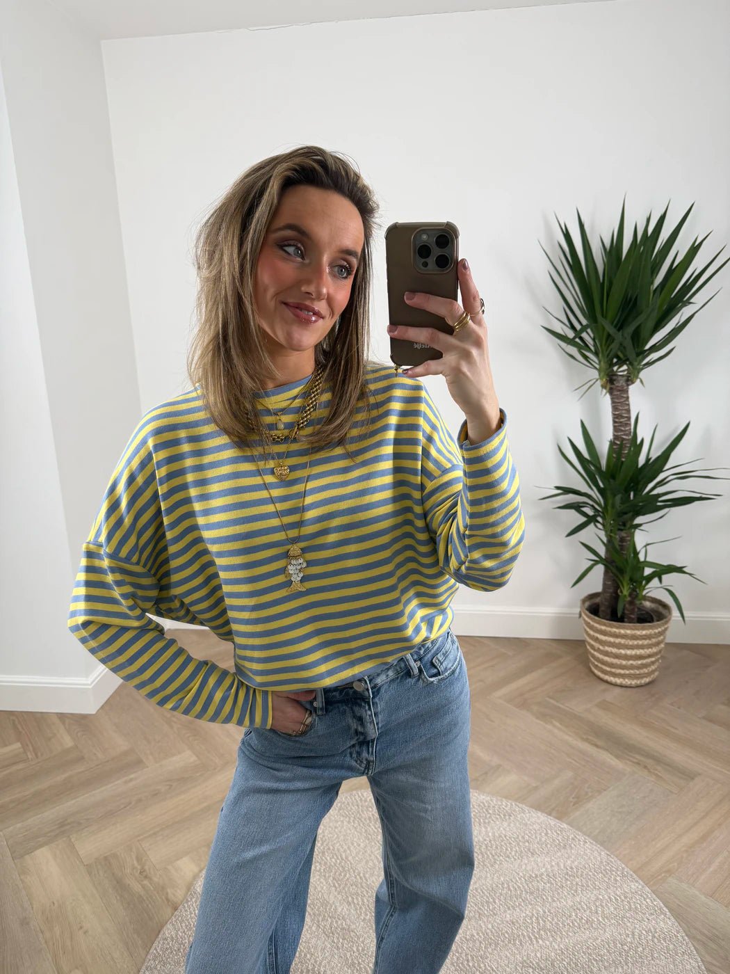Roos longsleeve blue/yellow striped - Project 35