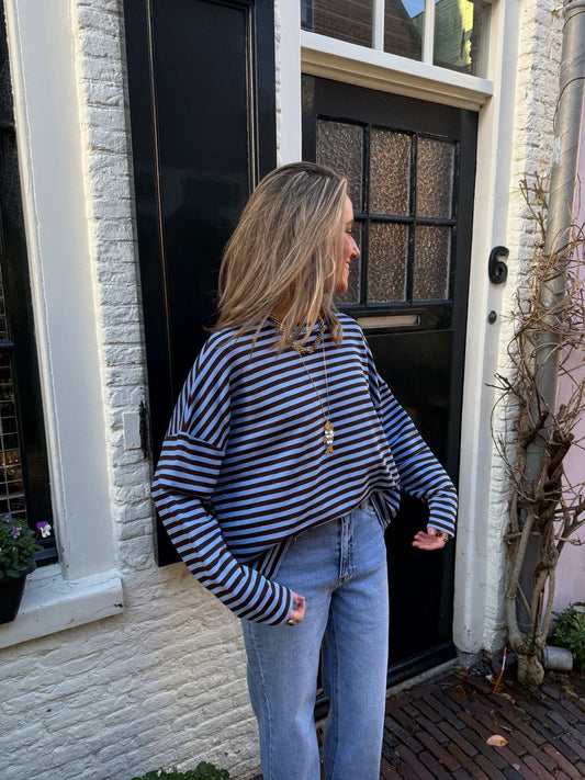 Roos longsleeve navy/brown - Project 35