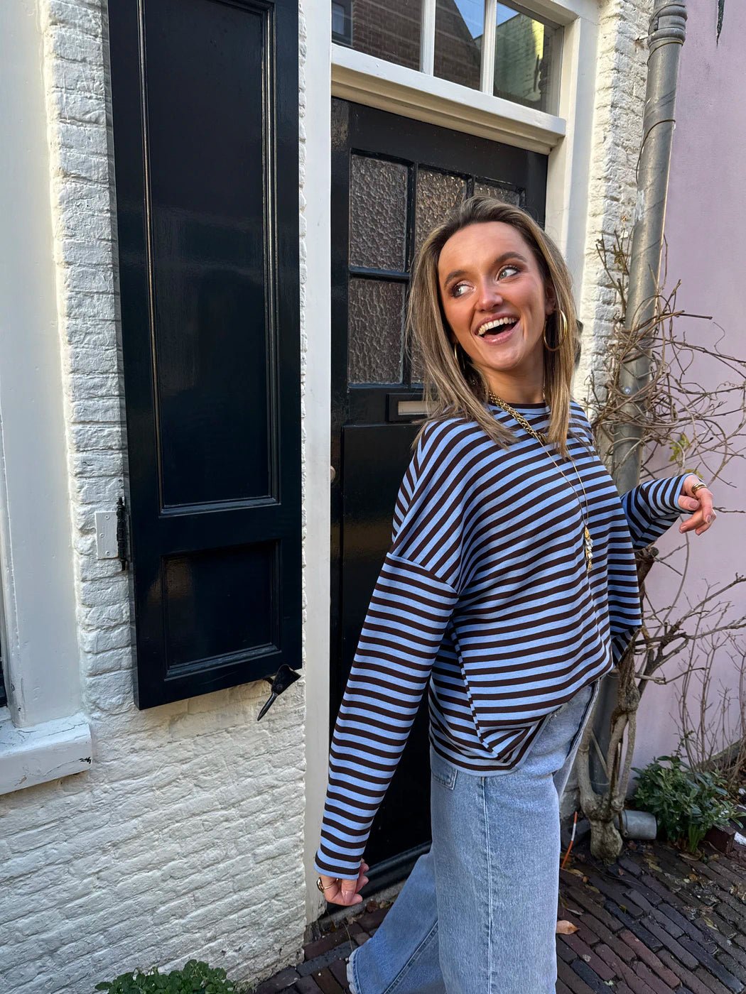 Roos longsleeve navy/brown - Project 35