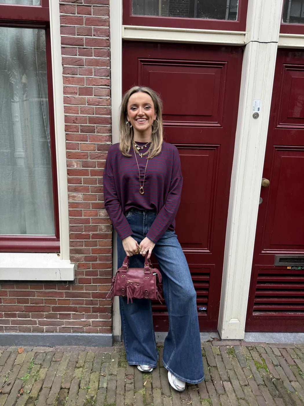 Roos longsleeve navy/burgundy - Project 35