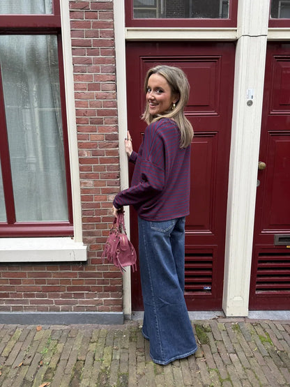 Roos longsleeve navy/burgundy - Project 35