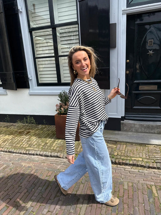 Roos longsleeve navy/white striped - Project 35