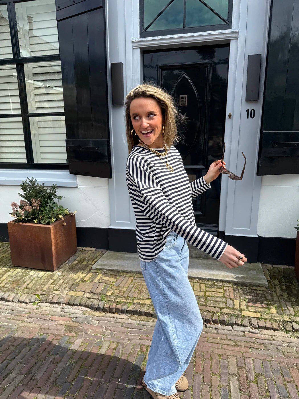 Roos longsleeve navy/white striped - Project 35
