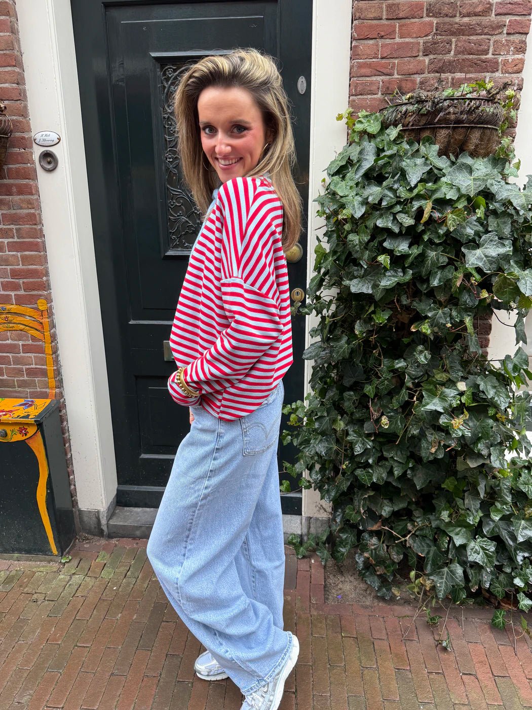 Roos longsleeve red/blue striped - Project 35