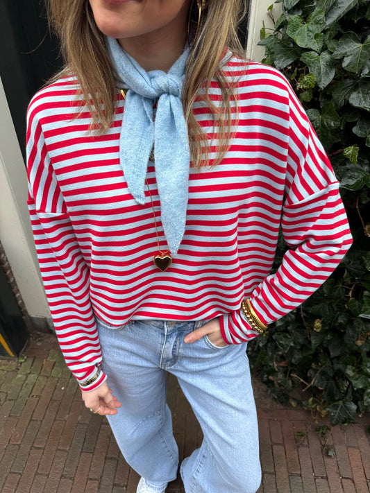 Roos longsleeve red/blue striped - Project 35