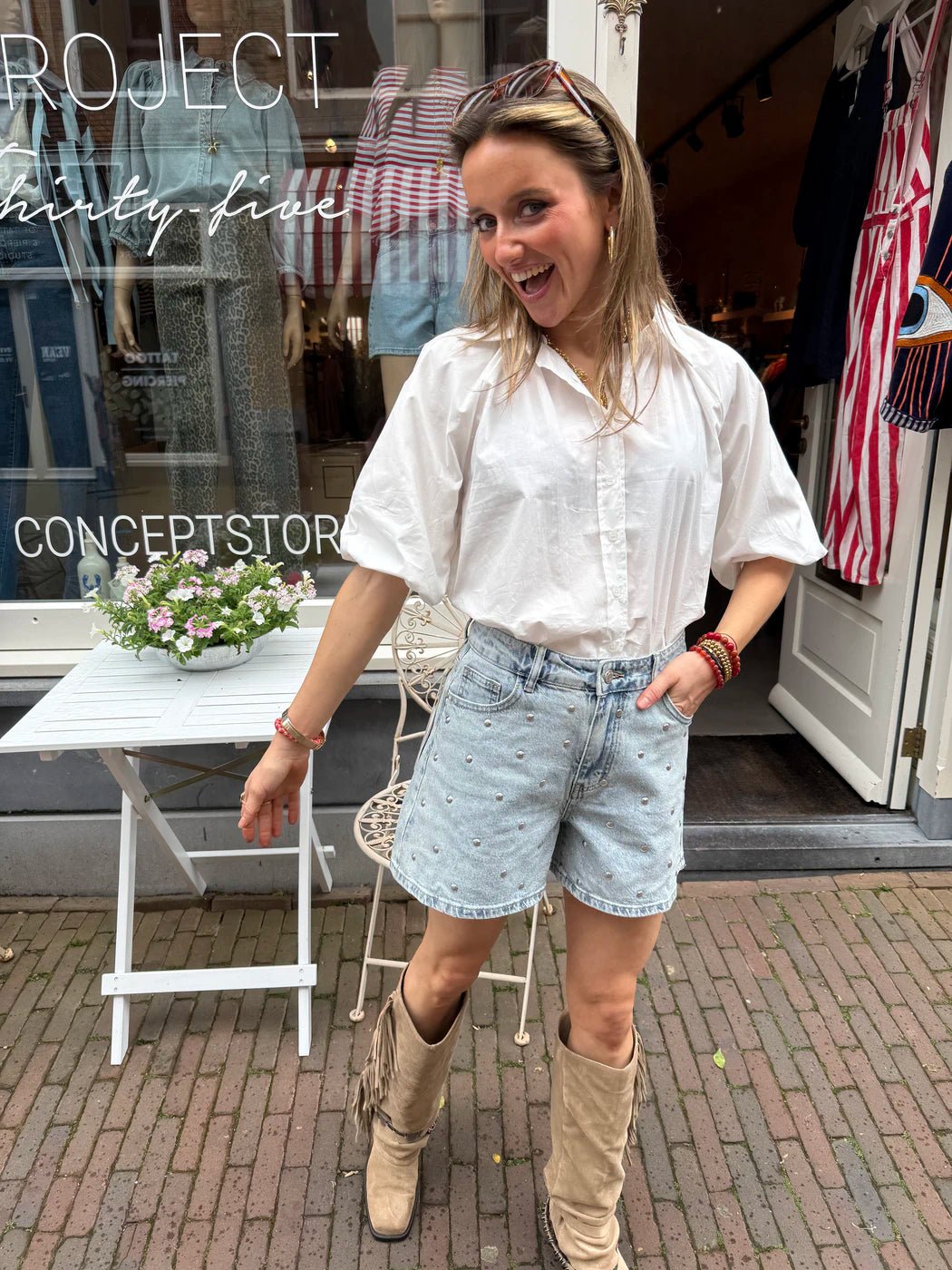 Rosie denim stud shorts blue - Project 35