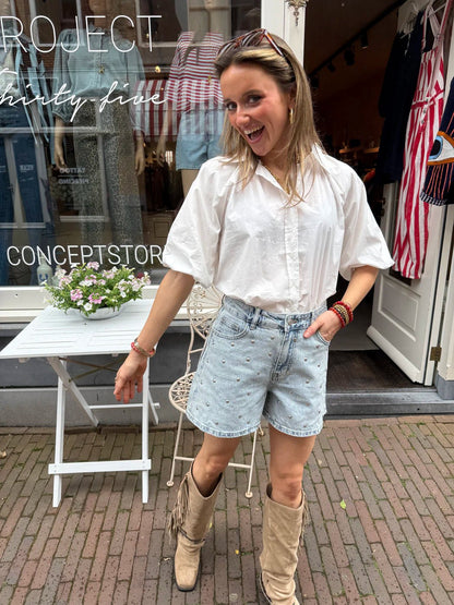 Rosie denim stud shorts blue - Project 35