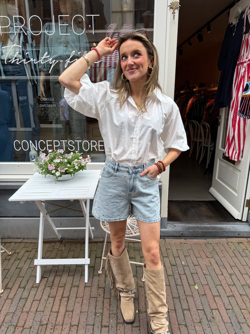 Rosie denim stud shorts blue - Project 35