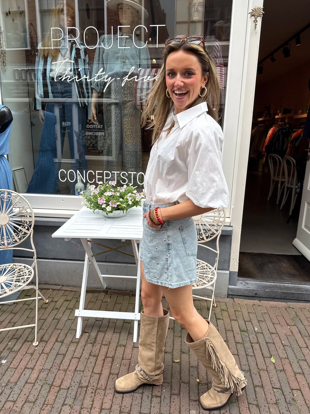 Rosie denim stud shorts blue - Project 35