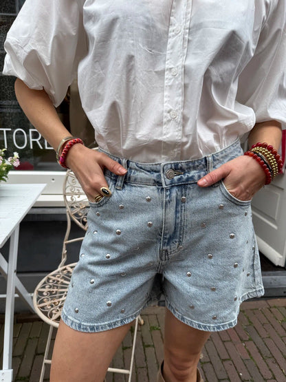 Rosie denim stud shorts blue - Project 35