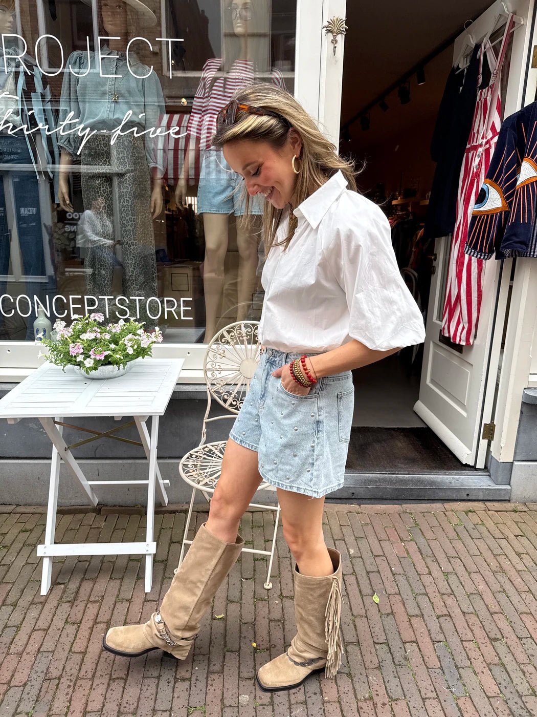 Rosie denim stud shorts blue - Project 35