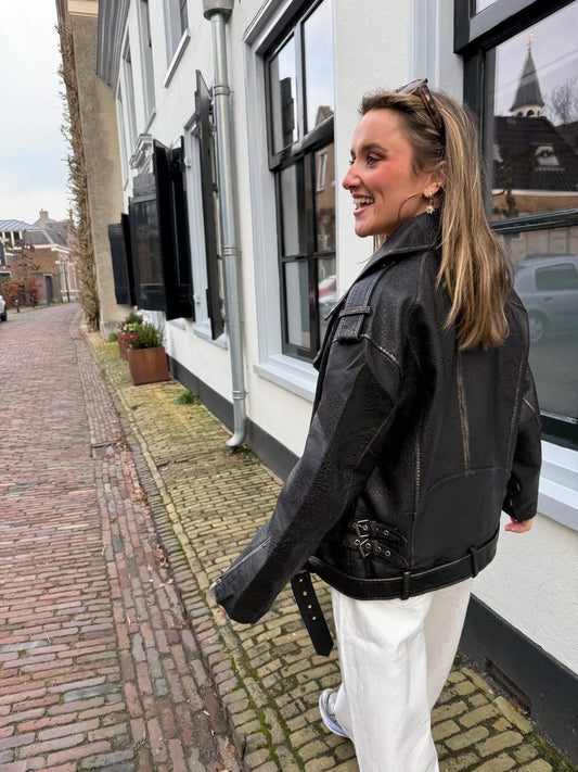 Saar leather jacket black - Project 35