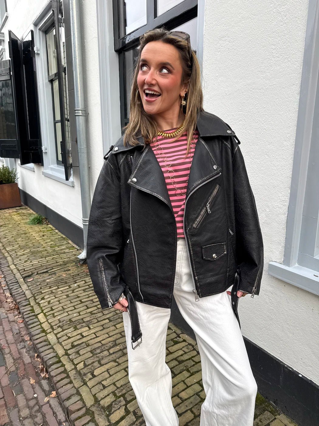 Saar leather jacket black - Project 35