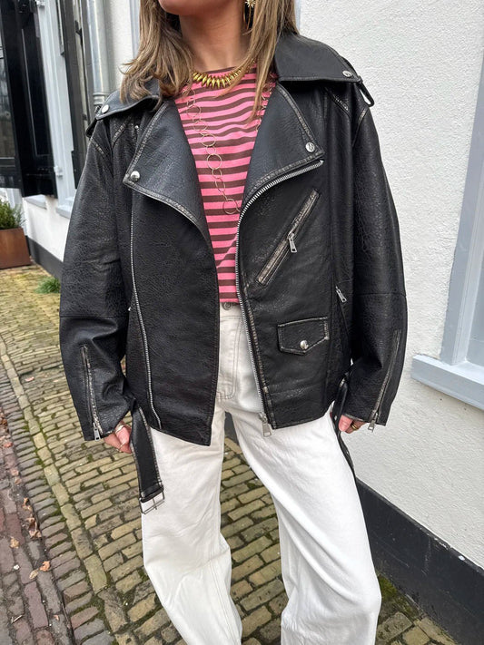 Saar leather jacket black - Project 35