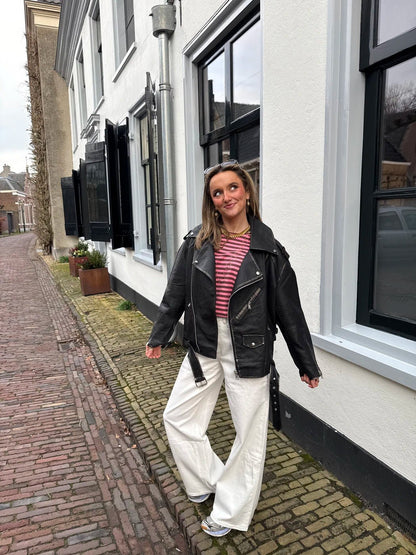 Saar leather jacket black - Project 35