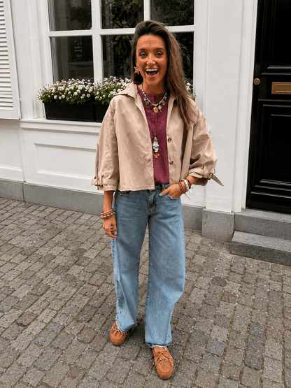 Sacha trenchcoat korte mouw beige - Project 35
