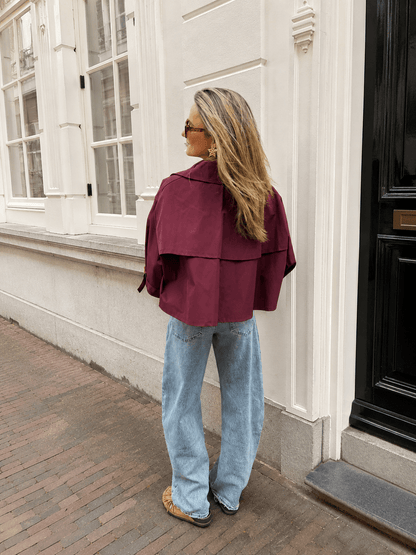 Sacha trenchcoat korte mouw bordeaux - Project 35