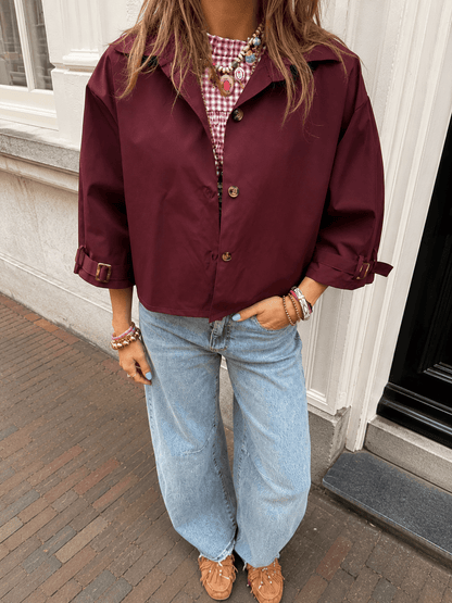 Sacha trenchcoat korte mouw bordeaux - Project 35