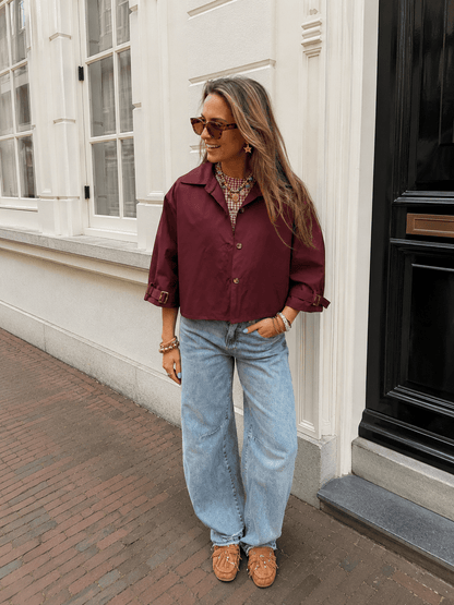Sacha trenchcoat korte mouw bordeaux - Project 35