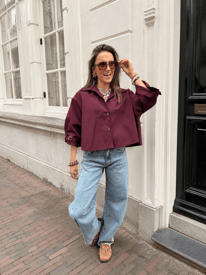 Sacha trenchcoat korte mouw bordeaux - Project 35
