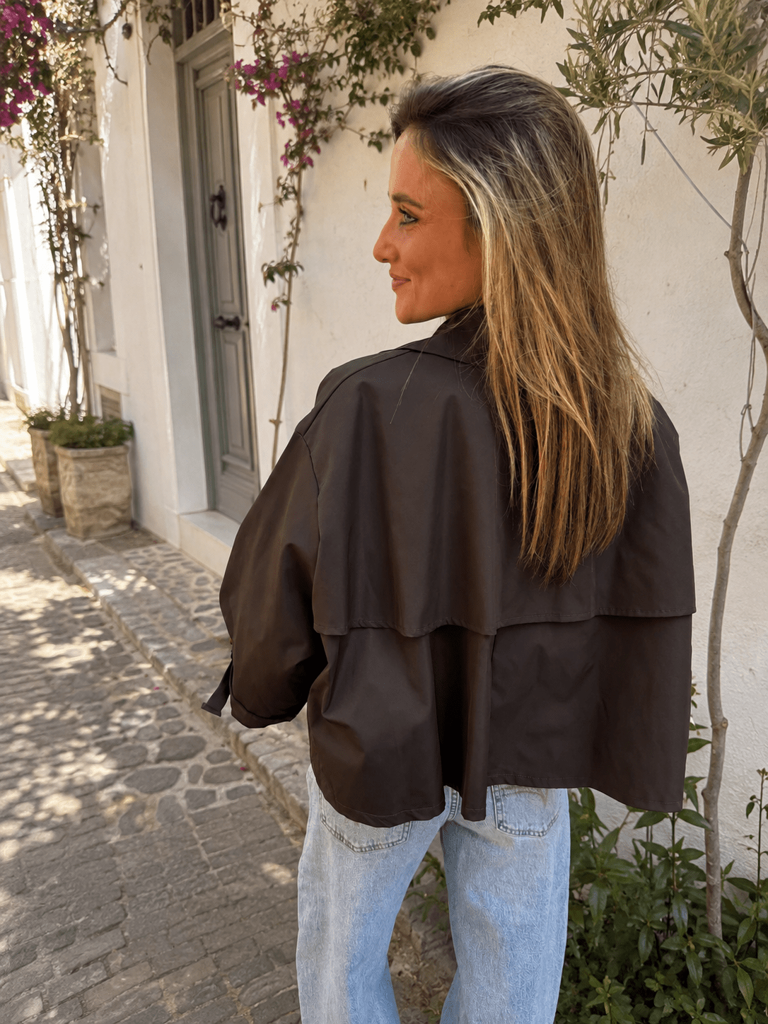 Sacha trenchcoat korte mouw donkerbruin - Project 35