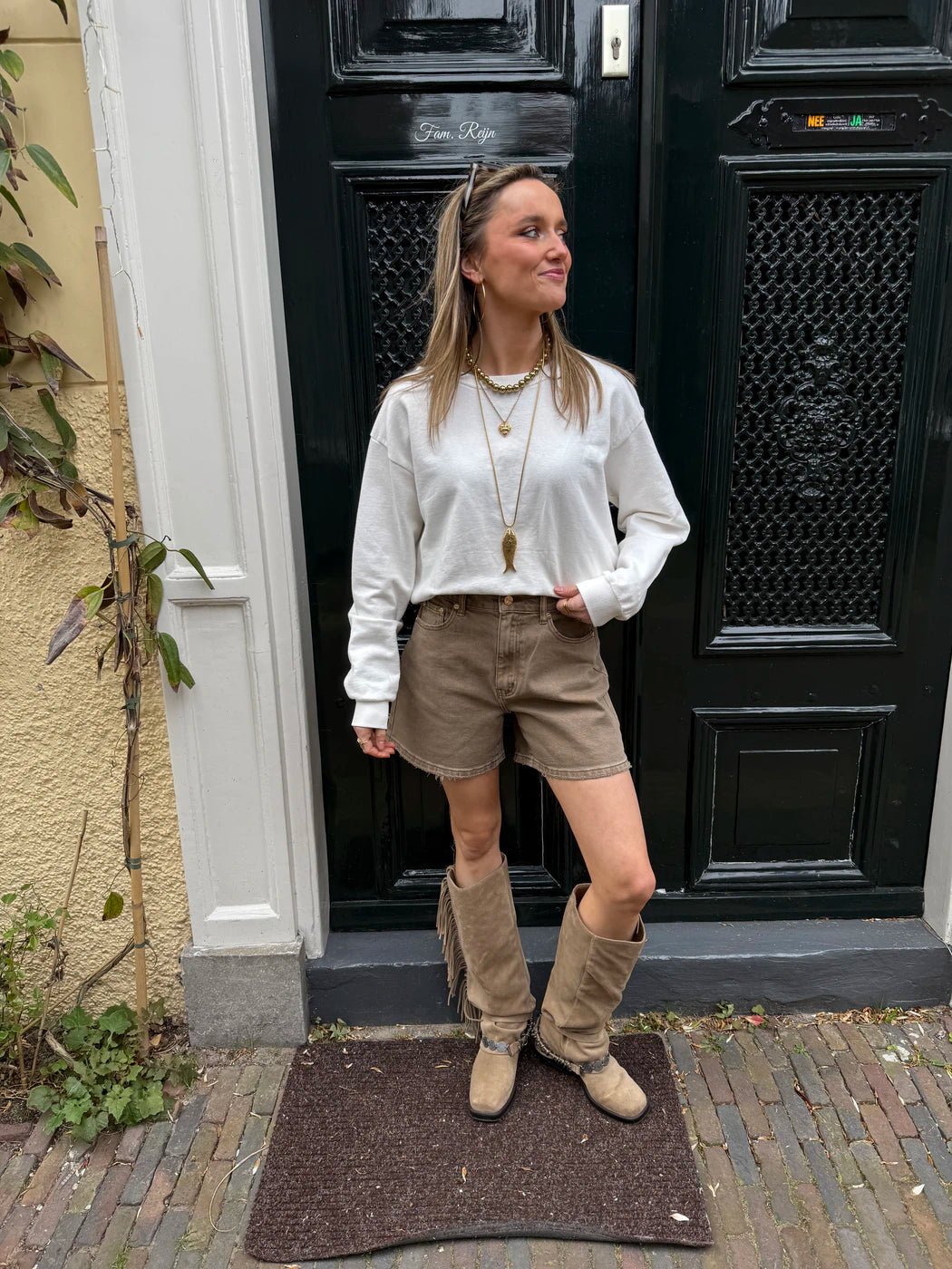 Sammy denim shorts taupe - Project 35