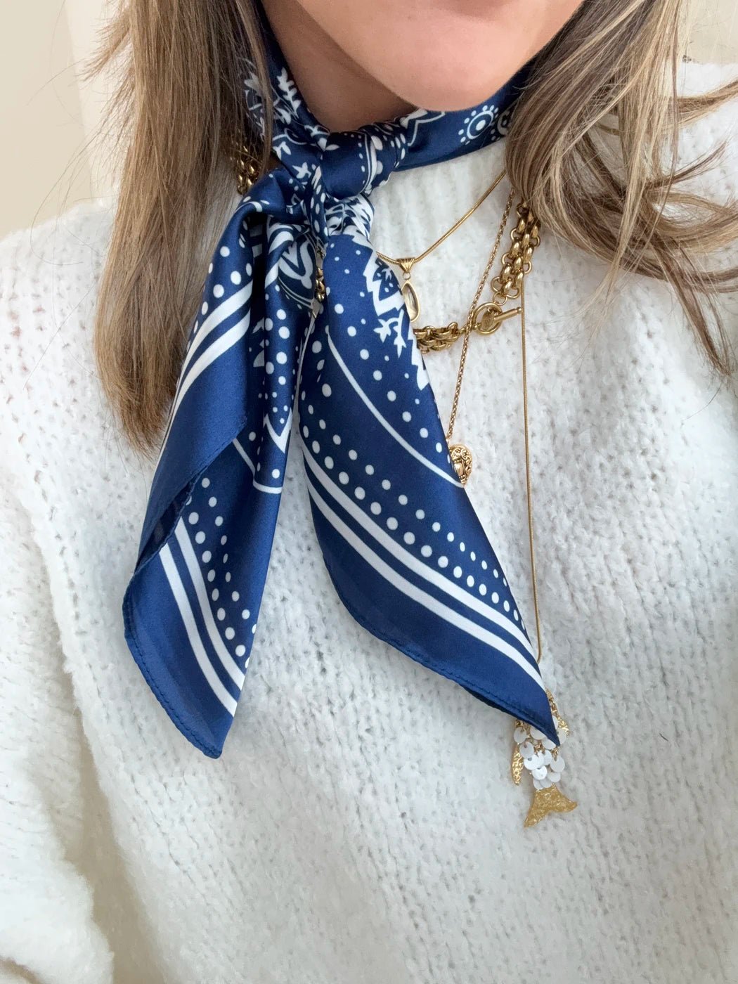 Satijnen bandana print blauw - Project 35