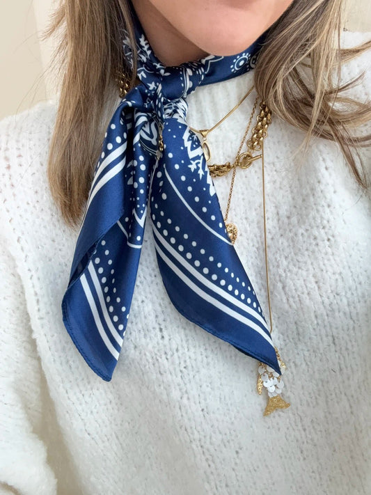 Satijnen bandana print blauw - Project 35