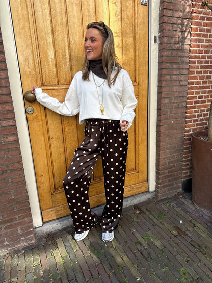 Satin polkadot pants brown/white - Project 35
