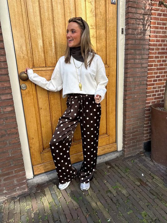 Satin polkadot pants brown/white - Project 35