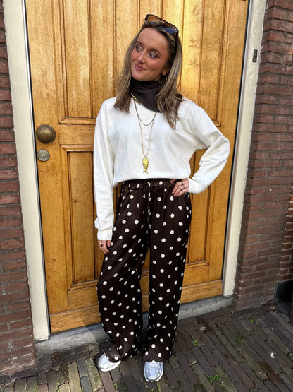 Satin polkadot pants brown/white - Project 35