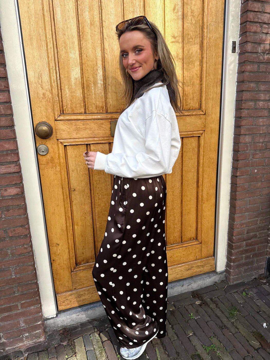 Satin polkadot pants brown/white - Project 35