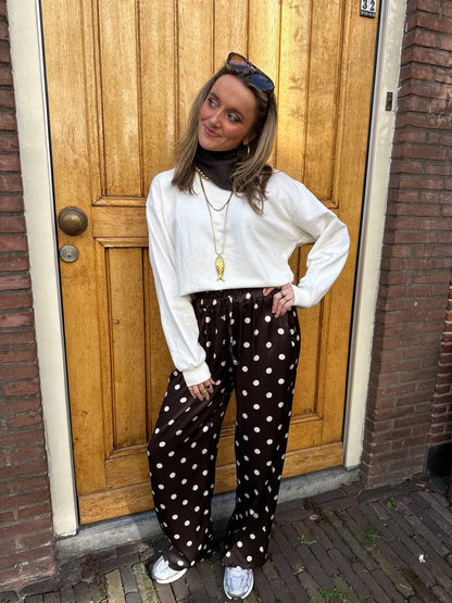 Satin polkadot pants brown/white - Project 35