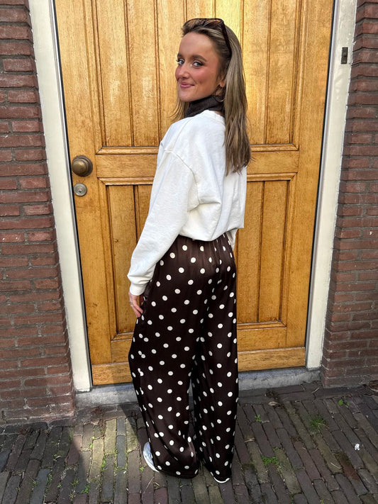 Satin polkadot pants brown/white - Project 35