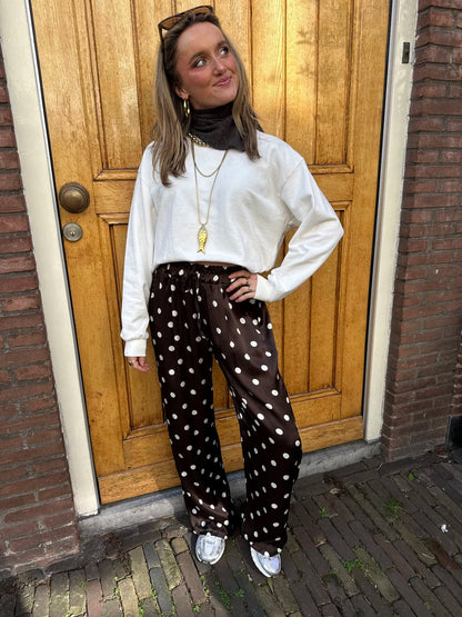 Satin polkadot pants brown/white - Project 35