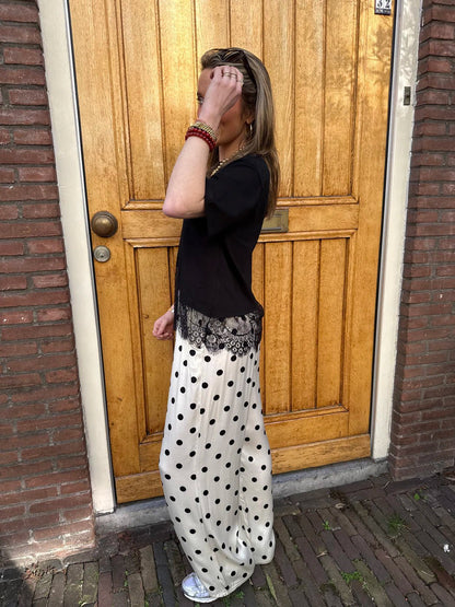 Satin polkadot pants white/black - Project 35