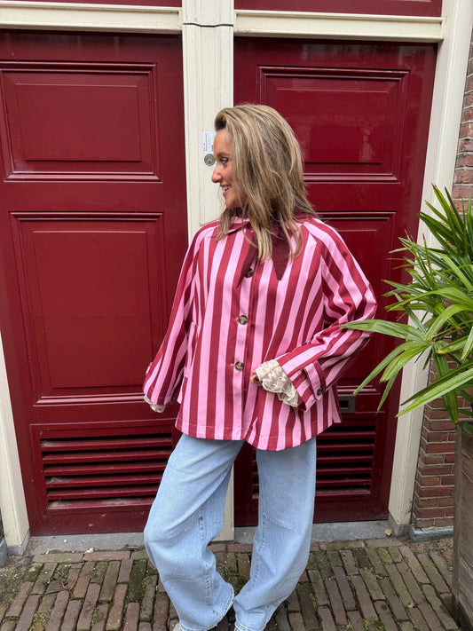 Scout jacket pink/burgundy striped - Project 35