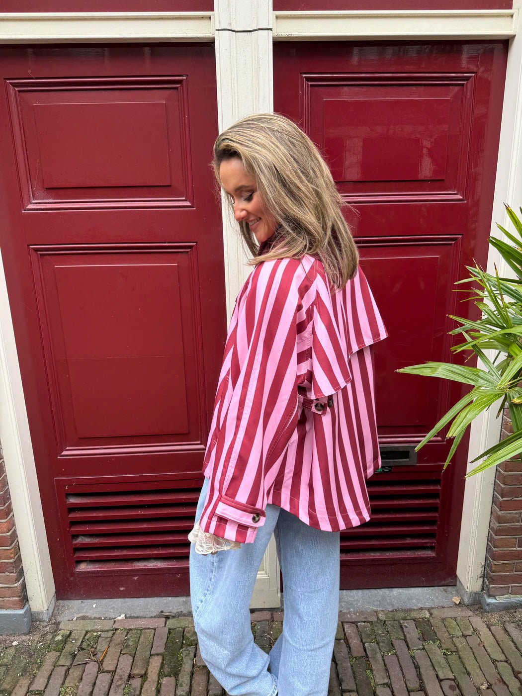 Scout jacket pink/burgundy striped - Project 35