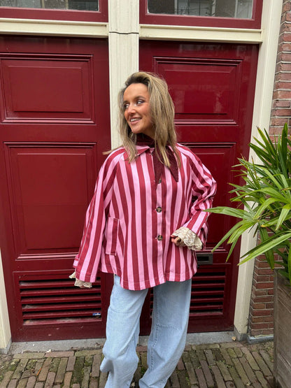 Scout jacket pink/burgundy striped - Project 35