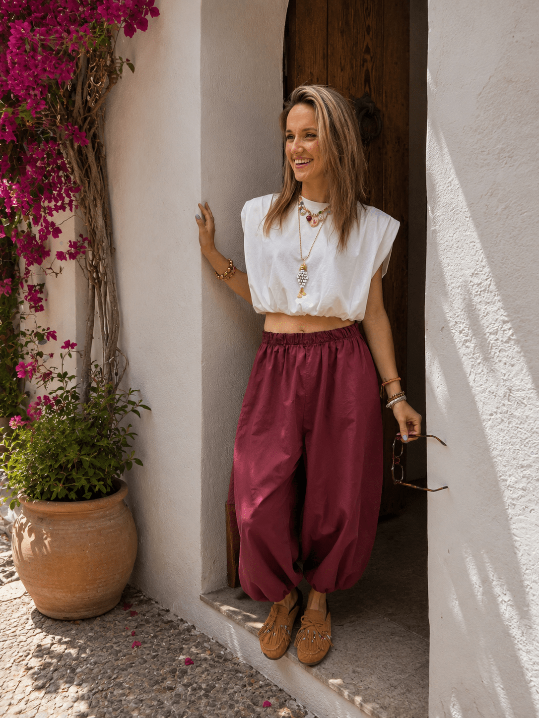 Sofie parachute broek bordeaux - Project 35