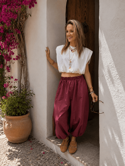 Sofie parachute broek bordeaux - Project 35