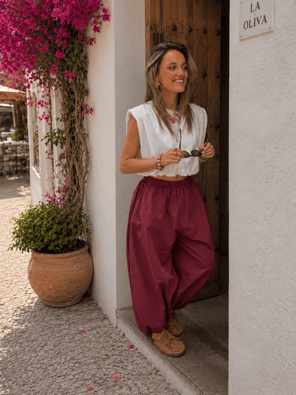 Sofie parachute broek bordeaux - Project 35