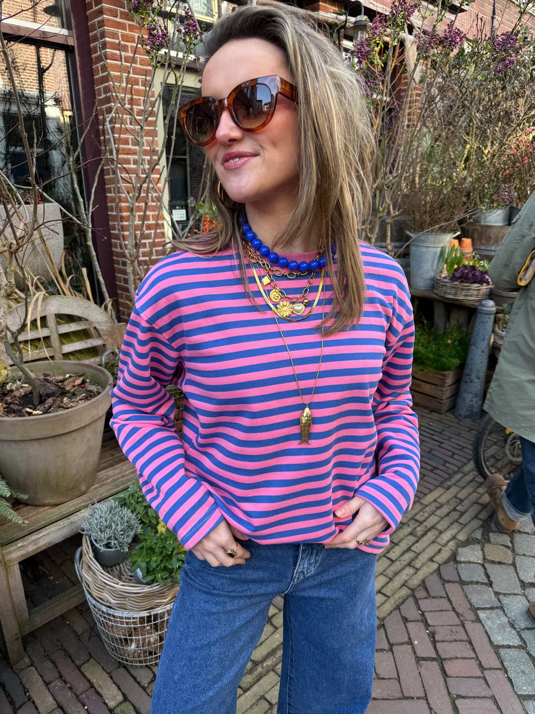 Sophie longsleeve roze/blauw - Project 35