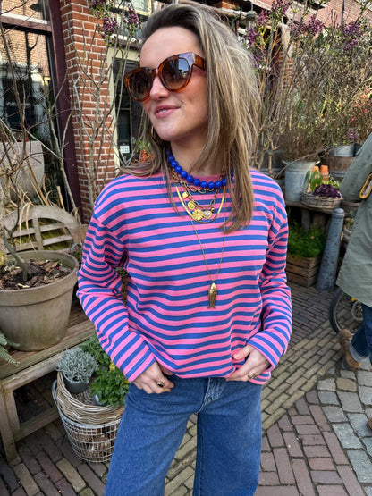 Sophie longsleeve roze/blauw - Project 35