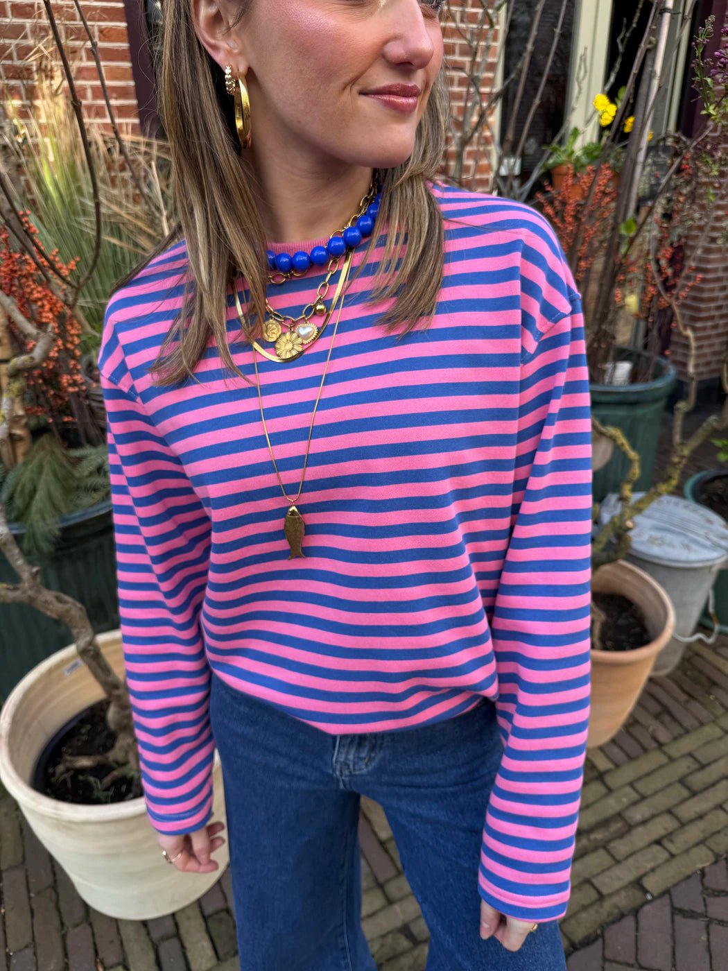 Sophie longsleeve roze/blauw - Project 35