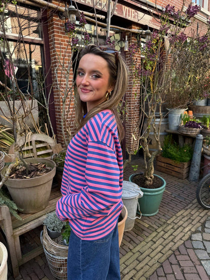 Sophie longsleeve roze/blauw - Project 35