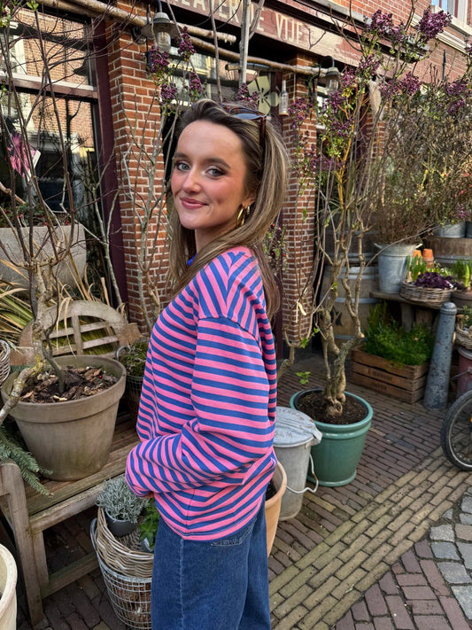 Sophie longsleeve roze/blauw - Project 35