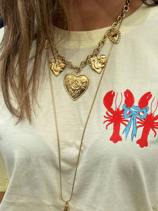 Statement hearts necklace gold - Project 35