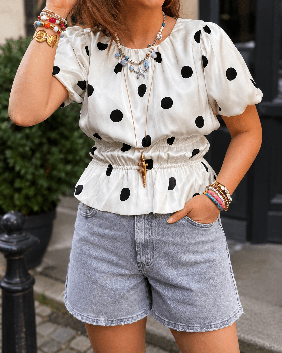 Stevie polkadot top wit/zwart - Project 35